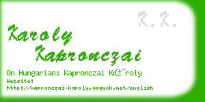 karoly kapronczai business card